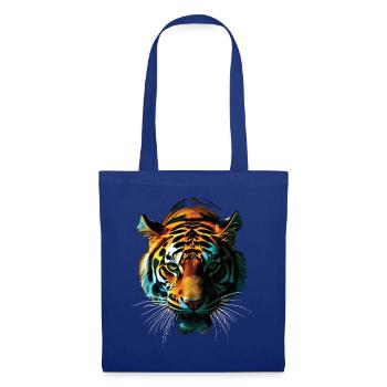 Lustiges Tiger Kunst Tier Natur Wildtier Tiere Zoo - Stoffbeutel - Royalblau - Vorne