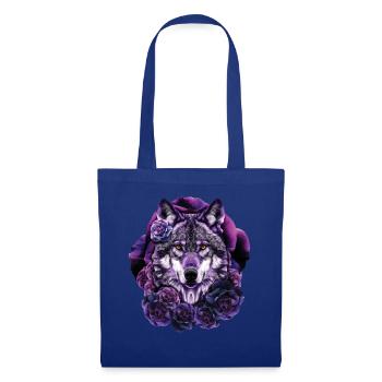 Wolf Liebhaber Wildtier Kunst Wolf Bunt Tier - Stoffbeutel - Royalblau - Vorne