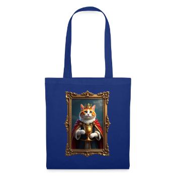 Mittelalter Katze im Bilderrahmen Kunst Krone - Stoffbeutel - Royalblau - Vorne