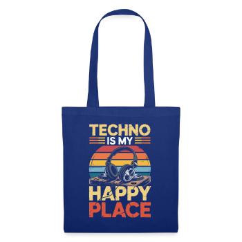 Techno My Happy Place Musik Liebhaber DJ Kopfhörer - Stoffbeutel - Royalblau - Vorne