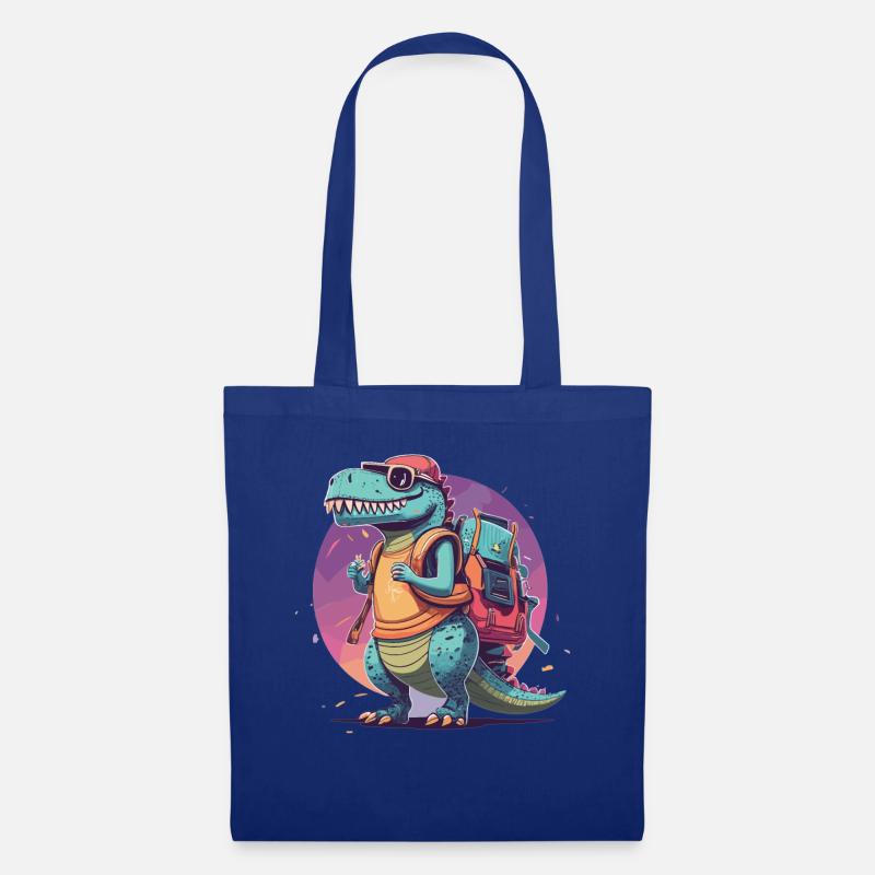Einschulung Dinosaurier Schulkind Trex - Stoffbeutel - Royalblau