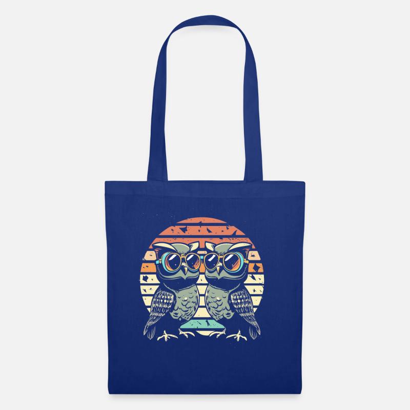 Eule Retro vintage - Stoffbeutel - Royalblau