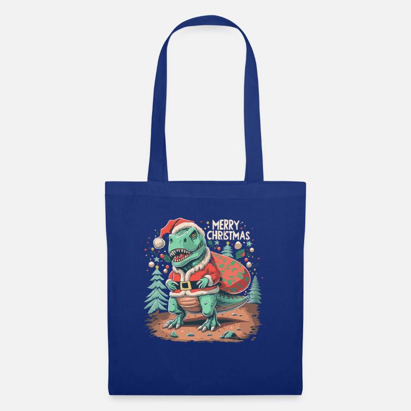 Dinosaurier Trex Weihnachten - Stoffbeutel - Royalblau