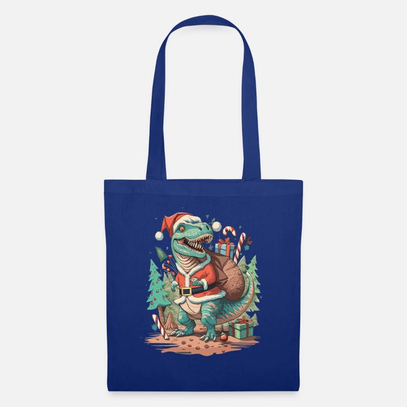 Dinosaurier Trex Weihnachten - Stoffbeutel - Royalblau
