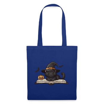 Chemise d’Halloween chat noir, T-shirt chat sorcière - Sac en tissu - bleu royal - Devant