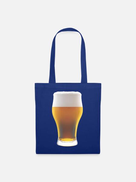 Biergradienten Glas mit Schaum - Stoffbeutel - Royalblau