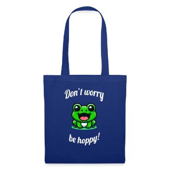 Don't worry be happy süßer kawaii frosch - Stoffbeutel - Royalblau - Vorne