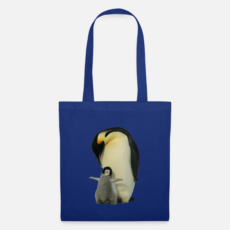 Pinguin mit Baby - Stoffbeutel - Royalblau