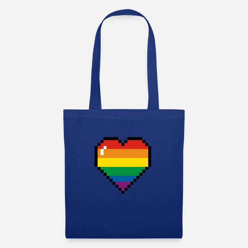 Regenbogenherz - Stoffbeutel - Royalblau