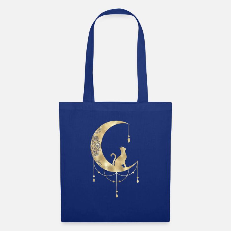 Die Katze im Mond - Stoffbeutel - Royalblau