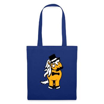 Pferd Sir Herr reich Monokel Brille Zylinder Hut - Stoffbeutel - Royalblau - Vorne