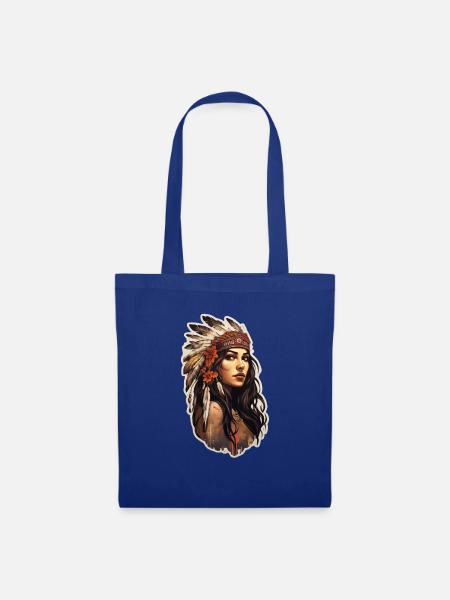 Native American weiblich - Stoffbeutel - Royalblau