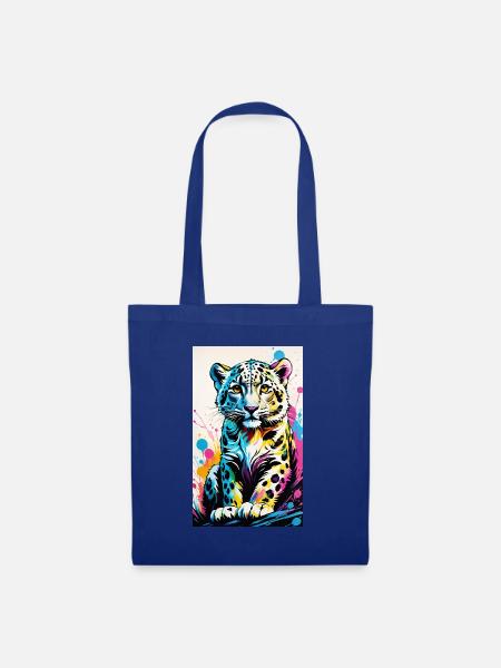 Schneeleopard | Leopard | Raubtier - Stoffbeutel - Royalblau