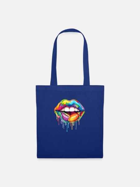 Regenbogen Lippen - Stoffbeutel - Royalblau