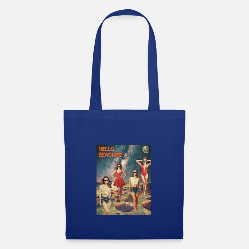 Hello Beaches Retro Poster - Stoffbeutel - Royalblau