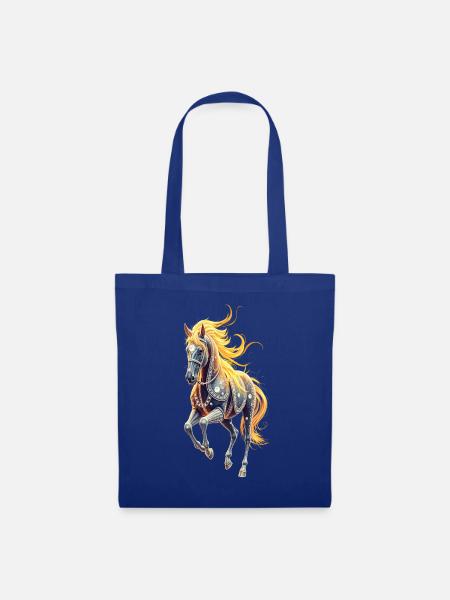 Sternenross mit goldener Mähne - Stoffbeutel - Royalblau