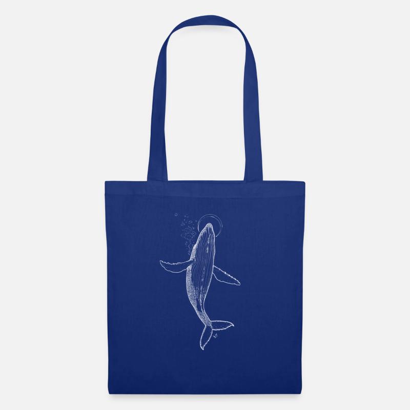 Baleine lune blanche Blumar - Sac en tissu - bleu royal