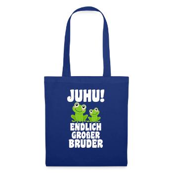 Bruder Geschwister Frosch Grosser Bruder Geschenk - Stoffbeutel - Royalblau - Vorne