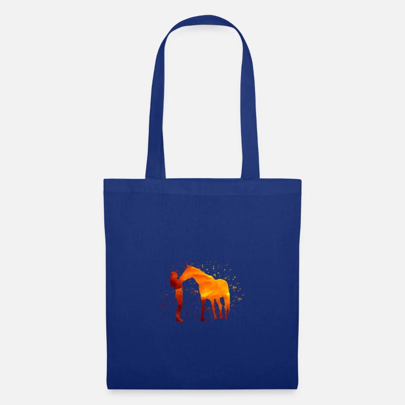 Mädchen mit Pferd - Stoffbeutel - Royalblau