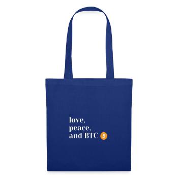 Love, Peace and Bitcoin - Stoffbeutel - Royalblau - Vorne