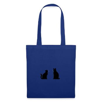 Schwarze Silhouette von zwei Katzen. - Stoffbeutel - Royalblau - Vorne