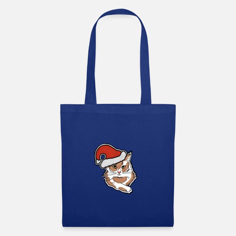cat with chrismas hat - Stoffbeutel - Royalblau