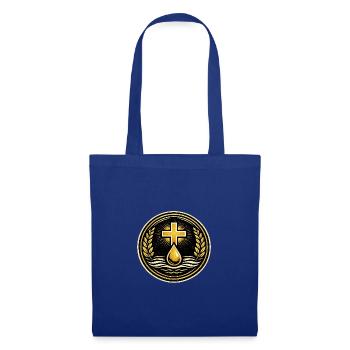 Kreuz Taufe Wellen Emblem - Stoffbeutel - Royalblau - Vorne