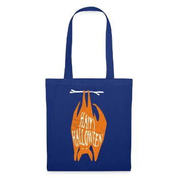 Fröhliche Halloween Fledermaus-Silhouette - Stoffbeutel - Royalblau - Vorne
