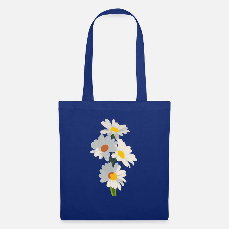 Strauß aus Gänseblümchen - Stoffbeutel - Royalblau