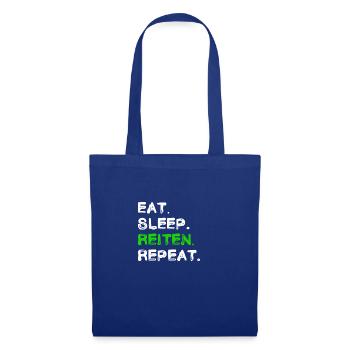 Eat Sleep Reiten Repeat Shirt - Stoffbeutel - Royalblau - Vorne