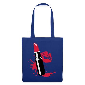 Lippenstift mit Kussmund - Stoffbeutel - Royalblau - Vorne