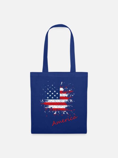 Amerikanische Splatter Flaggenkunst - Stoffbeutel - Royalblau