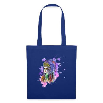 Fille indienne - Sac en tissu - bleu royal - Devant