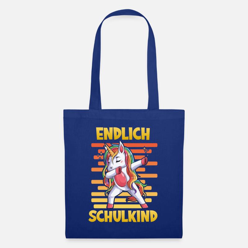 Endlich Schulkind Einhorn - Stoffbeutel - Royalblau