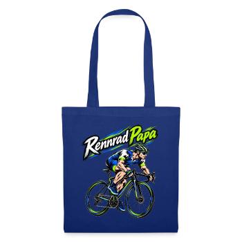 Rennrad Papa – Neon Sprint Illustration - Stoffbeutel - Royalblau - Vorne