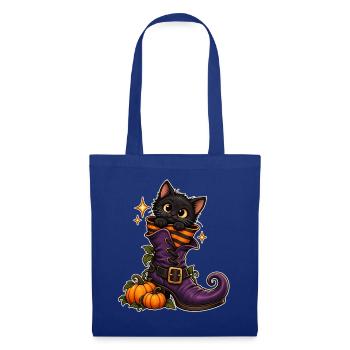 Katze im Hexenstiefel - Stoffbeutel - Royalblau - Vorne