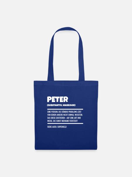 Mein Name ist Peter Spitzname - Stoffbeutel - Royalblau
