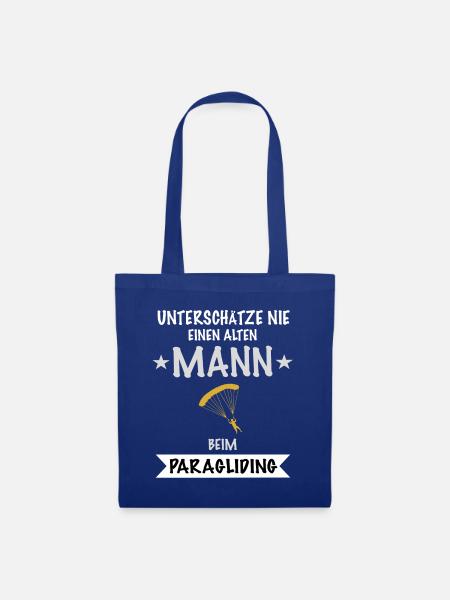Unterschätze nie einen alten Mann beim Paragliding - Stoffbeutel - Royalblau