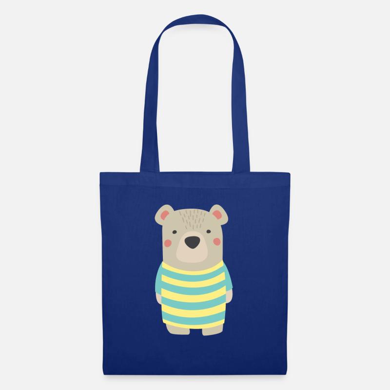 Baer mit Streifenshirt - Stoffbeutel - Royalblau