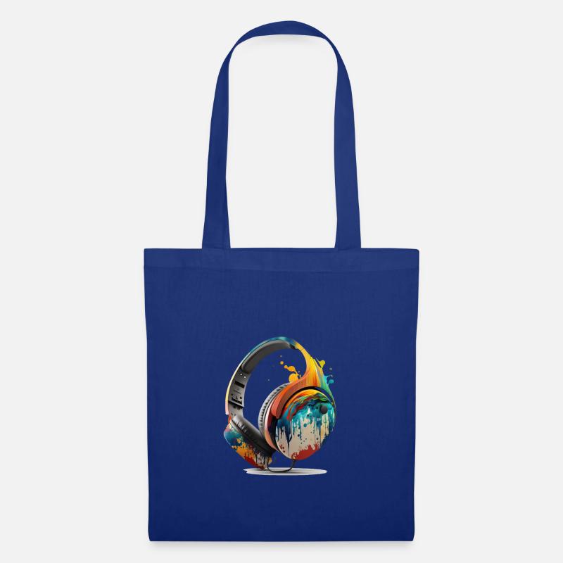 Mehrfarbiges Kopfhörer-Design - Stoffbeutel - Royalblau