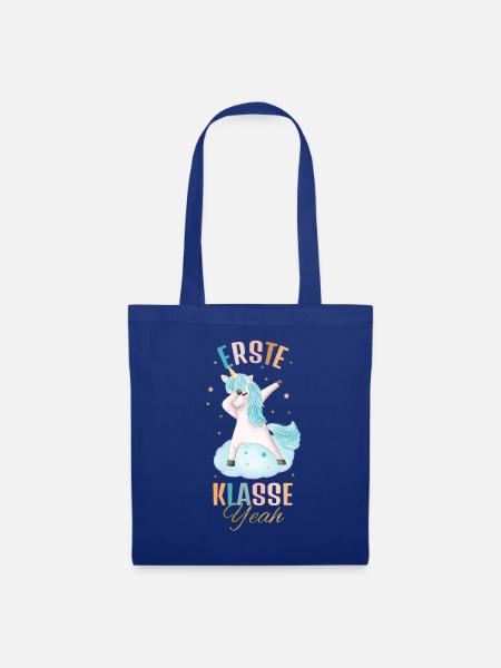 Schulstart mit Einhorn - Stoffbeutel - Royalblau
