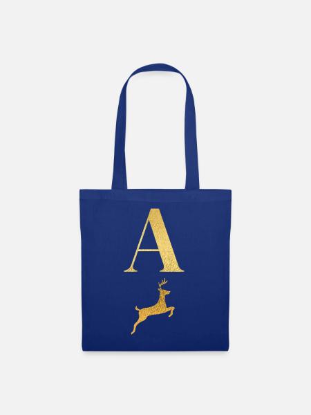 Brief an einen goldenen Hirsch - Geschenkidee - Stoffbeutel - Royalblau