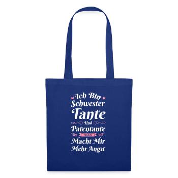 Schwester Tante Patentante Geschenk - Stoffbeutel - Royalblau - Vorne
