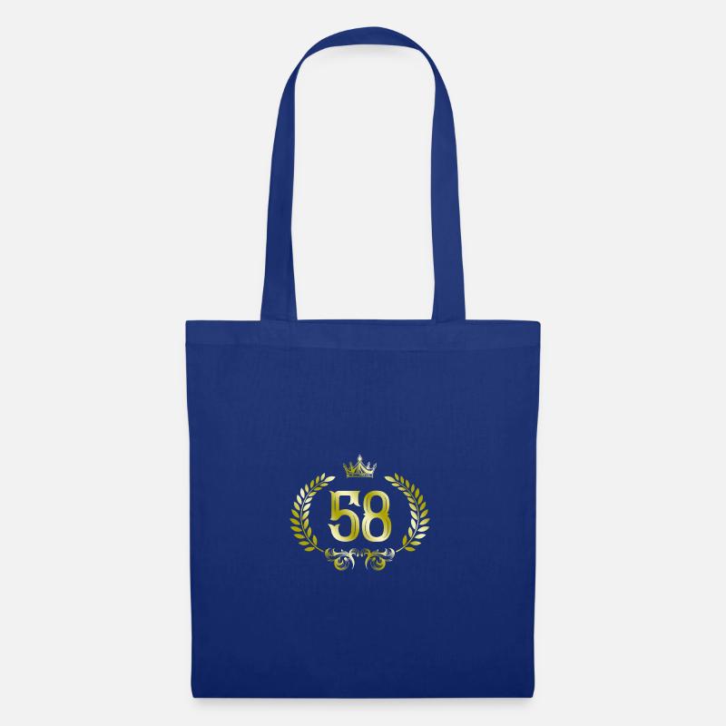 58 Zahl Kranz - Stoffbeutel - Royalblau