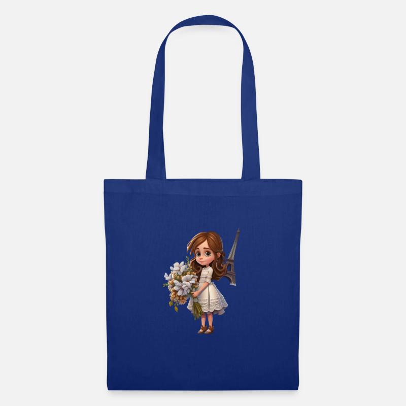 SCHÖNES MÄDCHEN AM EIFFELTURM - SOUVENIR - Stoffbeutel - Royalblau