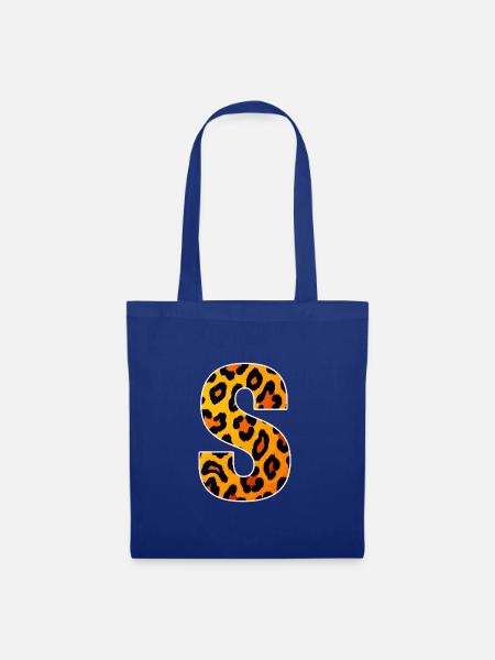 Leopardendruck S-Buchstabe - Stoffbeutel - Royalblau