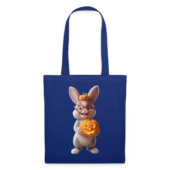 Herzaugen Brille Hase Harry  mit Halloween-Kürbis  - Stoffbeutel - Royalblau - Vorne