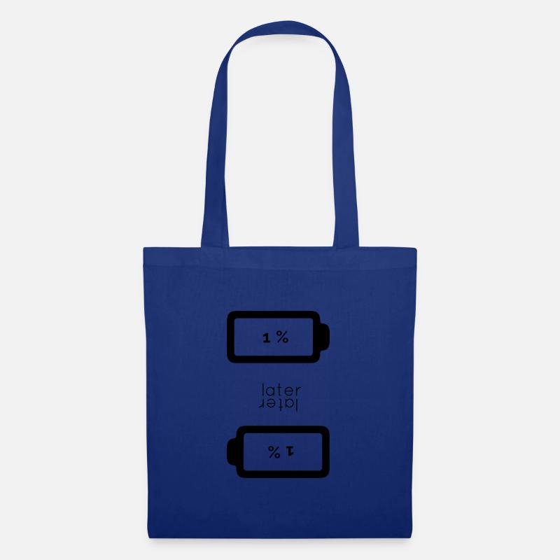 Leere Batterie 1% - Later (schwarzes Design) - Stoffbeutel - Royalblau