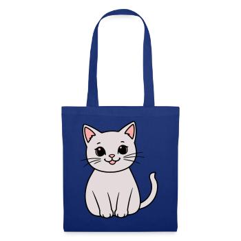 chaton gris - Sac en tissu - bleu royal - Devant