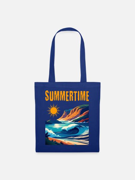 Summertime - schönes Sommerdesign - Stoffbeutel - Royalblau